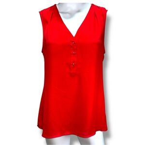 Express Red Sleeveless Top Blouse Tank V Neck Style